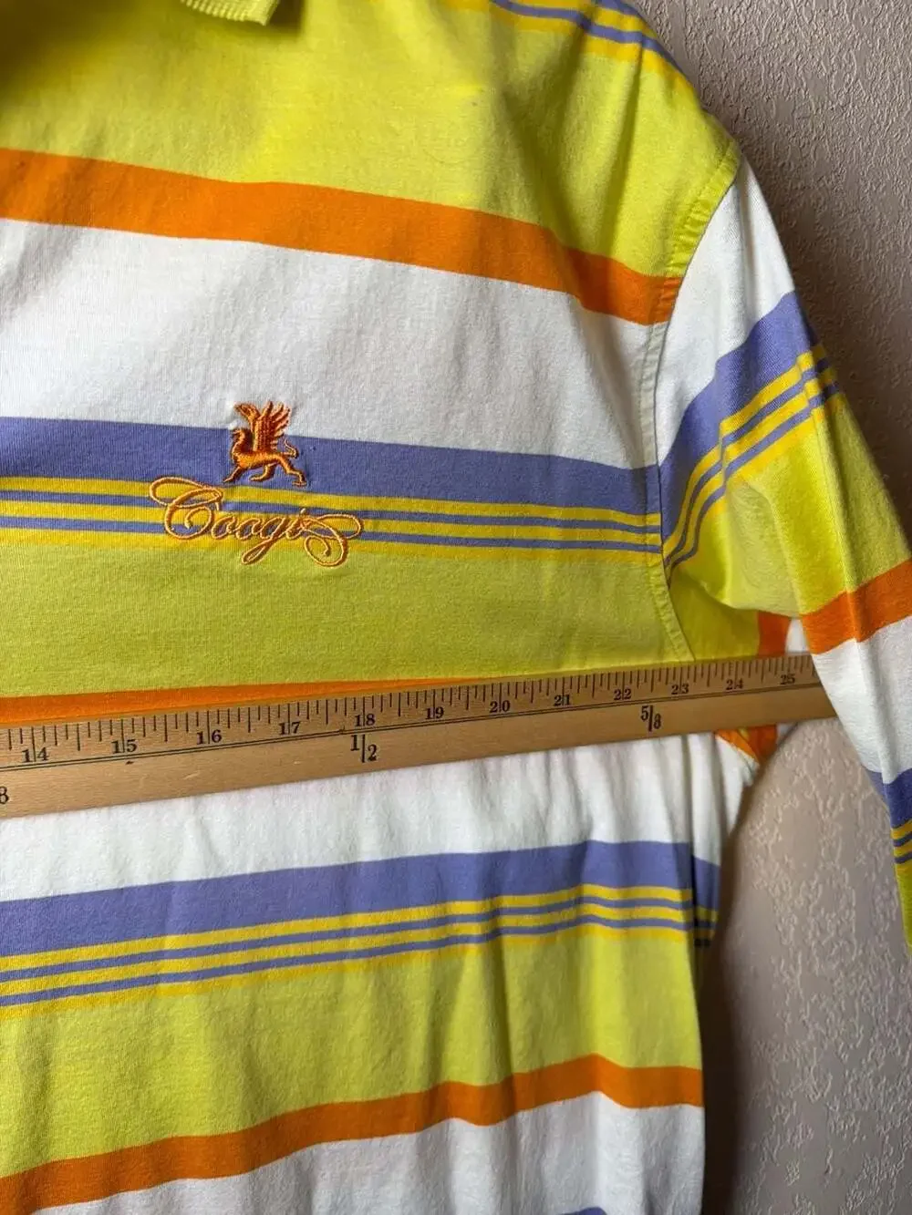 Vintage Coogi Striped Yellow Polo Shirt Size XXL Double‎ Mercerized Cotton
